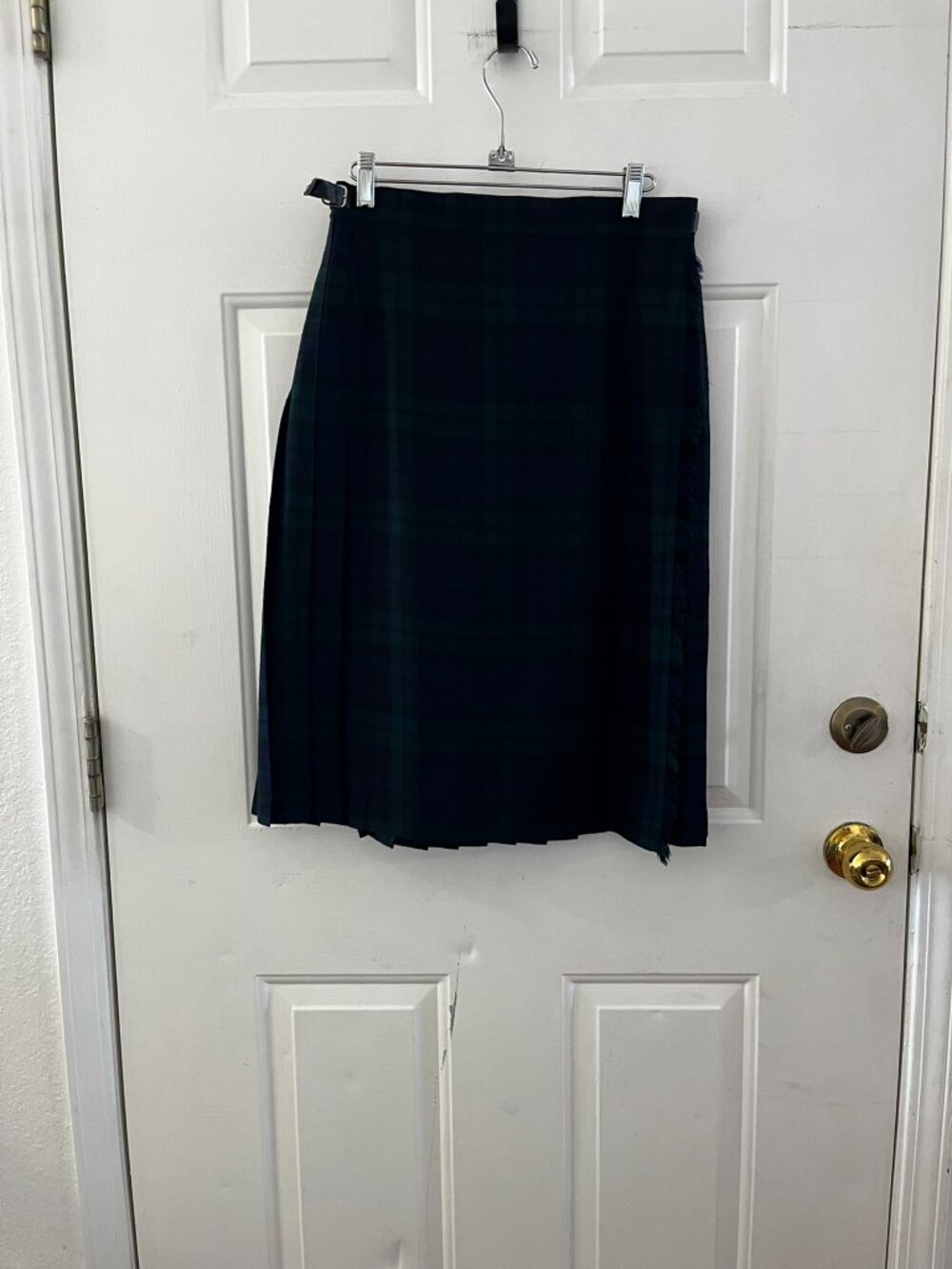 Highland Home Industries Blue/Green Plaid 100% Pure New Wool Classic Skirt Sz 12 - Picture 6 of 8
